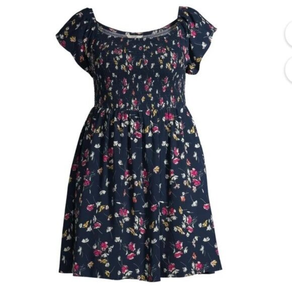 Terra & Sky Womens Plus Size 3X Floral Smocked Midi Dress With Ruffle Sleeves - - Picture 3 of 8